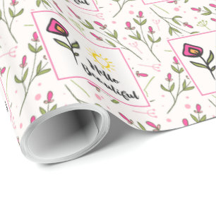 Papier Cadeau Jolies Fleurs Sauvages et Soleil Bonjour Belle
