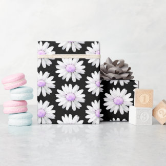 Papier Cadeau Jolies pâquerettes violettes pointillées