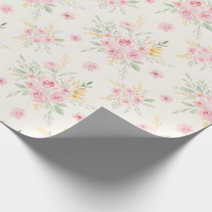 Papier Cadeau Jolies roses roses aquarelle style d'illustration