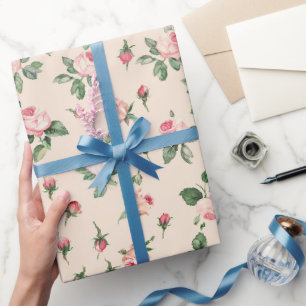 Papier Cadeau Jolies Roses Roses Florales Fête de Mariage