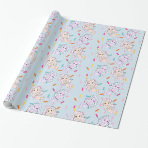 Papier Cadeau Jolies sirènes et bonbons écharpes enveloppes cade
