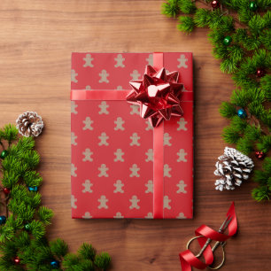 Papier Cadeau Jolis biscuits en pain d'épices motif rouge Noël