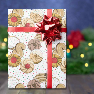 Papier Cadeau Jolis biscuits italiens de Noël aux points rouges