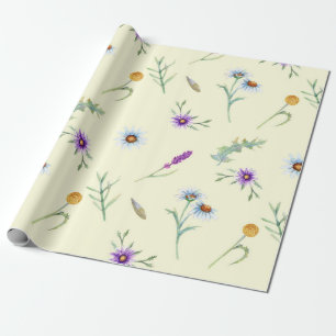 Papier Cadeau Jolis fleurs sauvages d'aquarelle floraux