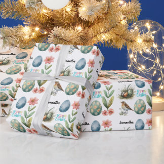 Papier Cadeau Jolis œufs de Pâques fantaisistes personnalisés av