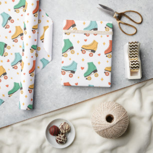 Papier Cadeau Jolis patins à roulettes rétro 