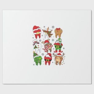 Papier Cadeau Jolis personnages de dent de Noël dentaire amusant
