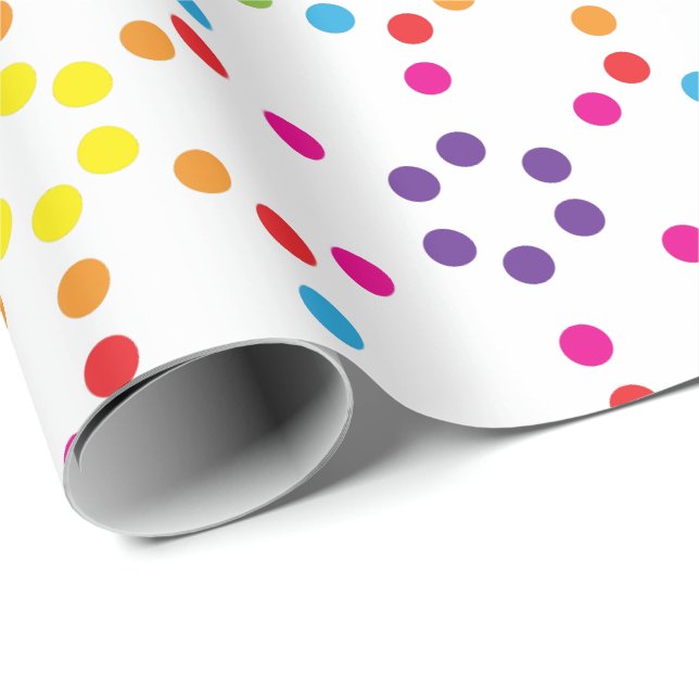 Papier Cadeau Jolis petits points arc-en-ciel (Coin rond)