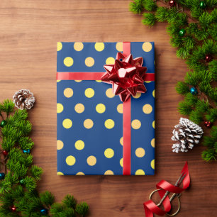 Papier Cadeau Jolis points bleus, jaunes et orange pastel