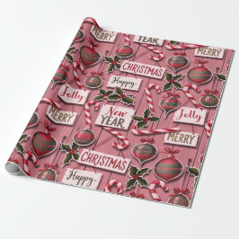 Papier Cadeau Jolly Holiday Jumble Rose