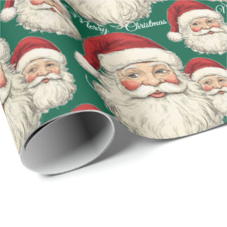 Papier Cadeau Jolly Père Noël Face Green