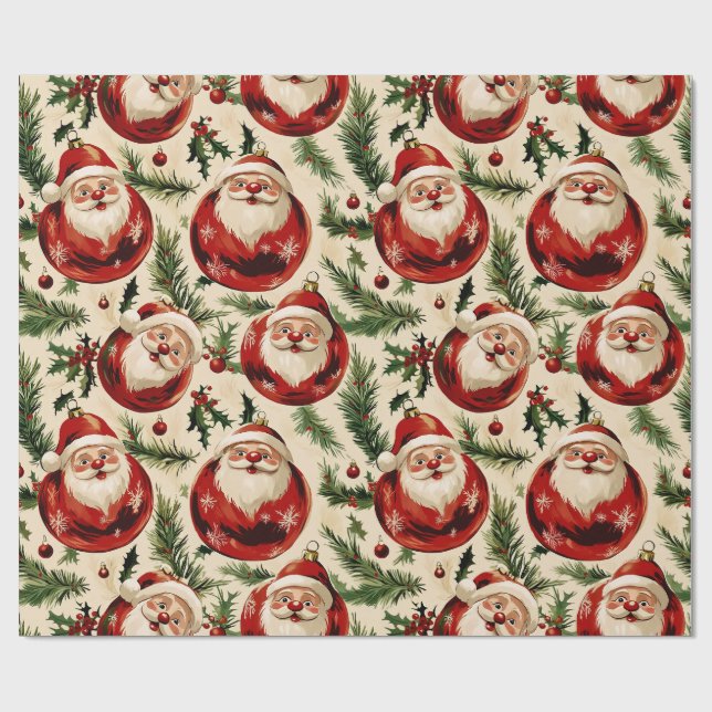 Papier Cadeau Jolly Père Noël Festive Ornements Délice (Plat)