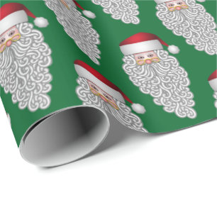 Papier Cadeau Jolly Père Noël sur Green