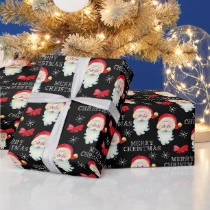 Papier Cadeau Jolly Santa Claus et Bows Noël
