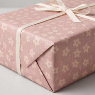 Papier Cadeau Jonquille Fleurie Crème Rose Poussiéreux Cottageco