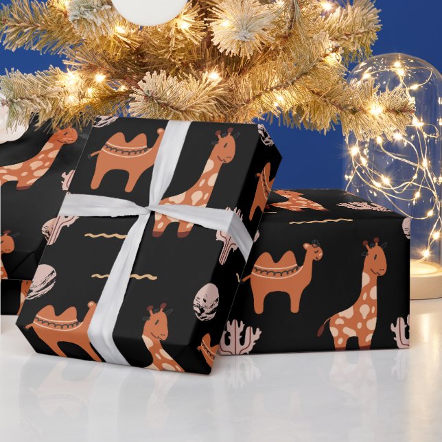 Papier Cadeau Jote Jouet noir Animal Cactus Enfants Enveloppemen (Vacances)