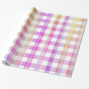 Papier Cadeau Jote rose orange Iridescente En vichy Motif