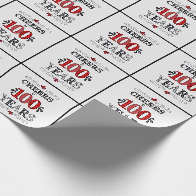 Papier Cadeau Joue à 100 ans de typographie Anniversaire (Coin)