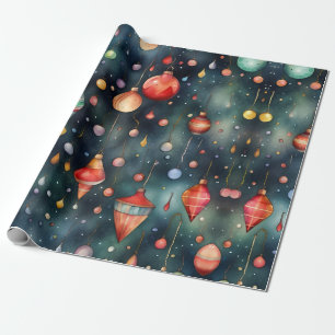 Papier Cadeau Jouets de Noël, aquarelle de décoration