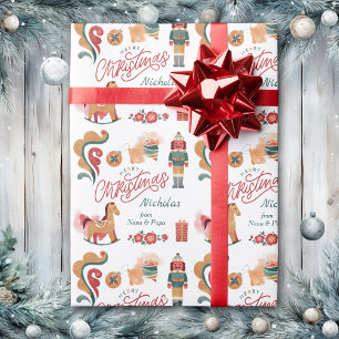 Papier Cadeau Jouets en bois Joyeux Noël Personnalisé