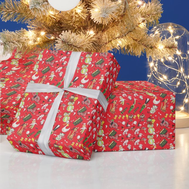 Papier Cadeau Jouets en peluche rétro Noël Poupées Tambour Balle (Vacances)
