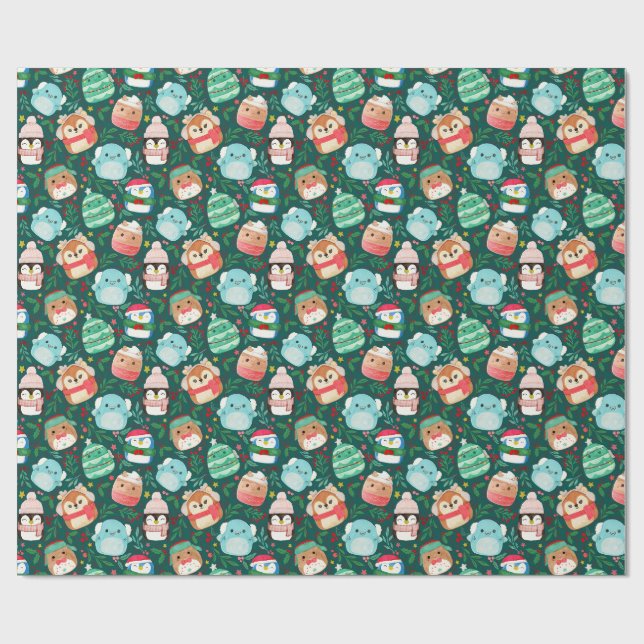 Papier Cadeau Jouets moelleux de Noël en aquarelle (Plat)