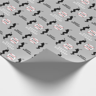 Papier Cadeau Joueur de baseball Ball Nom Enfants Anniversaire