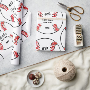 Papier Cadeau Joueur de baseball Nom personnalisé Numéro et équi