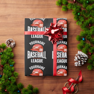 Papier Cadeau Joueur de baseball personnalisé NOM Équipe Champ C