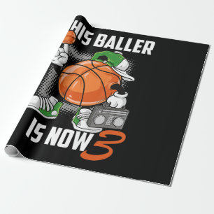 Papier Cadeau Joueur de basket-ball de 3e anniversaire Fundy 3 a