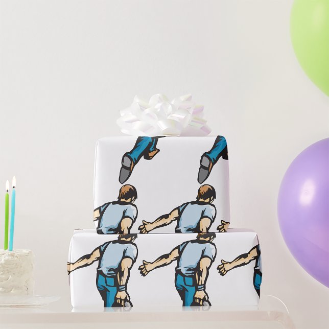 Papier Cadeau Joueur de bowling rétro lancer la balle (Créateur téléchargé)