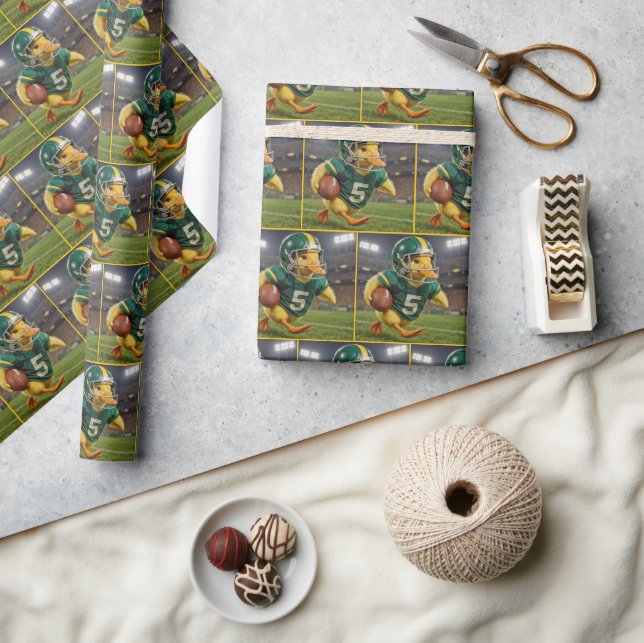 Papier Cadeau Joueur de football canard dans un stade (Artisanat)