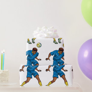 Papier Cadeau Joueur De Football En Bleu