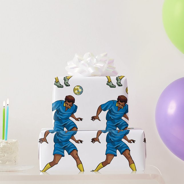Papier Cadeau Joueur De Football En Bleu (Créateur téléchargé)