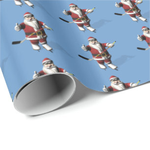 Papier Cadeau Joueur de hockey sur glace du Père Noël