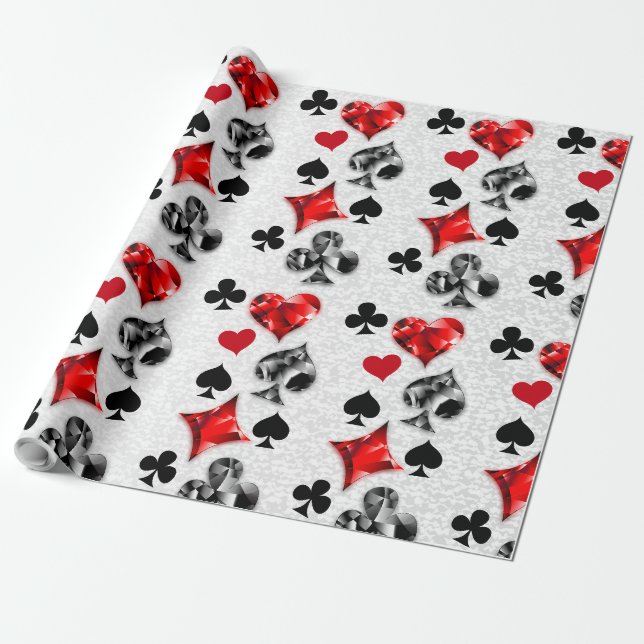 Papier Cadeau Joueur de poker Joueur de cartes de jouer costumes (Déroulé)