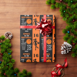 Papier Cadeau Joueuse de basket-ball personnalisée fille, cadeau