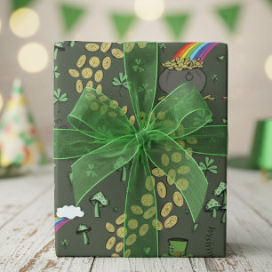 Papier Cadeau Jour de la Saint Patrick irlandais amusant Leprech