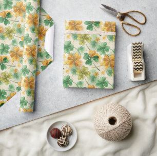 Papier Cadeau Jour de la St. Patrick, la chance vintage du trèfl