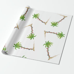 Papier Cadeau Jour de Noël de l'Aquarelle Tropical Beach Palm T