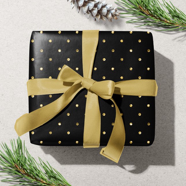 Papier Cadeau Jour de Noël motif (Modern gold dot pattern Christmas Holiday Wrapping Paper)