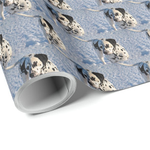Papier Cadeau Jour des neiges de Chien de Dalmatie noir et blanc