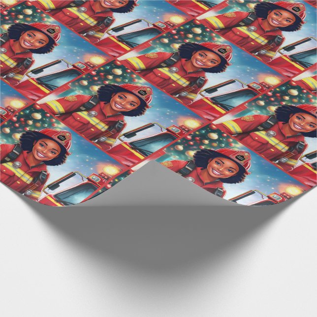 Papier Cadeau Jour des pompiers afro-américains (Coin)