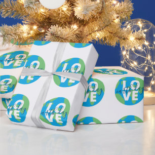 Papier Cadeau Jour des terres Bleu Vert relevé Planète Graphique