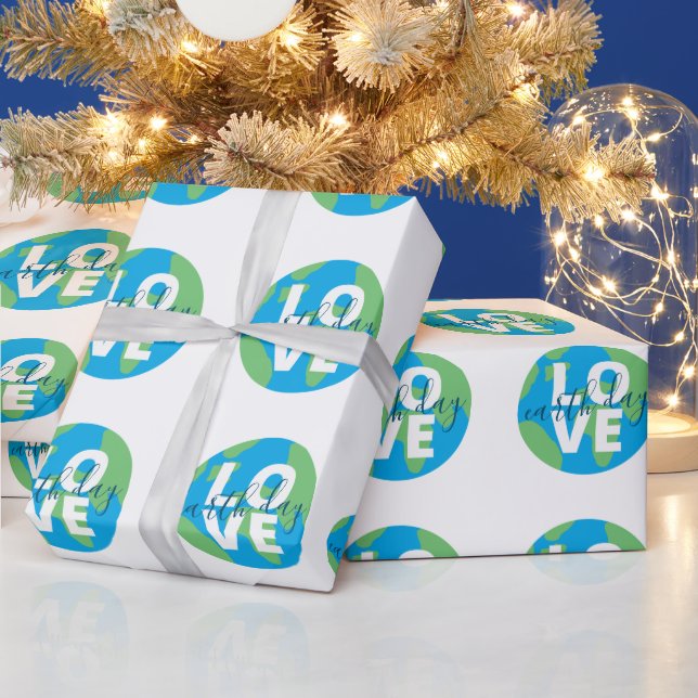 Papier Cadeau Jour des terres Bleu Vert relevé Planète Graphique (Vacances)