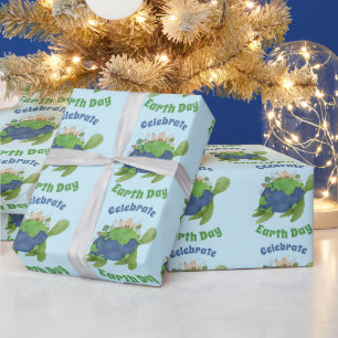 Papier Cadeau Jour des terres mou moderne Tortue de mer Texte pe