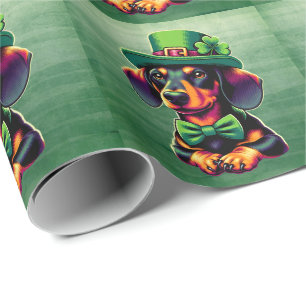Papier Cadeau Jour des tours de chien de Lucky Dachshund, Shamro