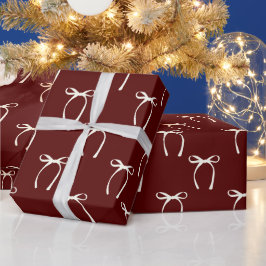 Papier Cadeau Jour des Valentines de la Bow rouge cerise moderne