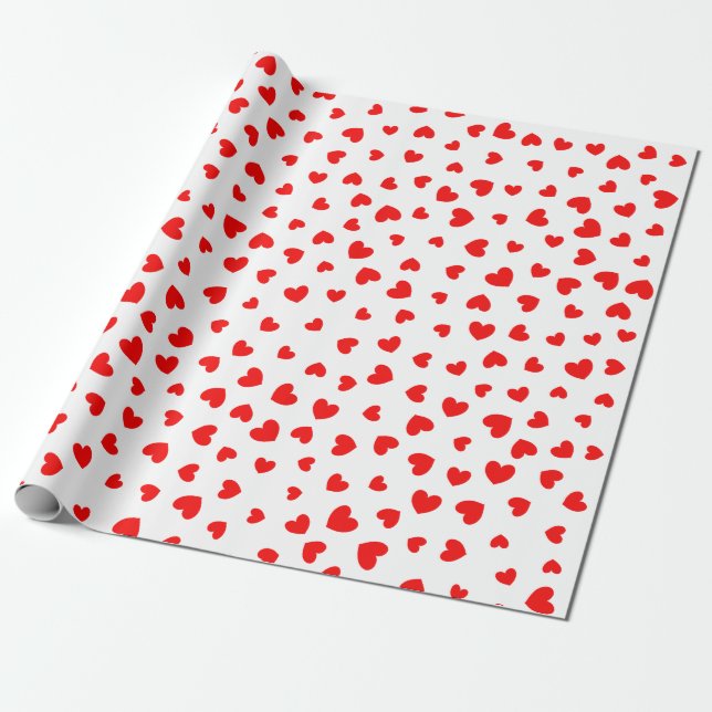 Papier Cadeau Jour des Valentines des Coeurs rouges mignons (Déroulé)