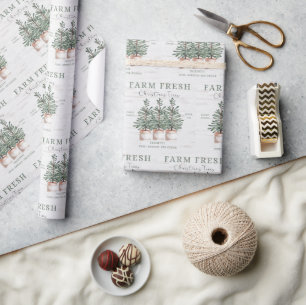 Papier Cadeau Jour férié de Noël rustique Étiquette